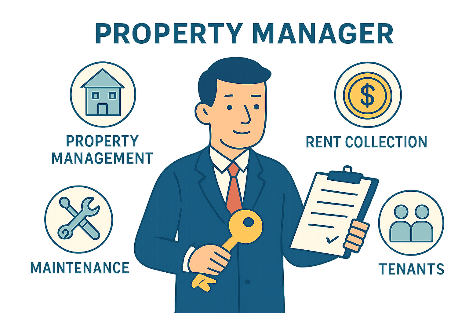 an image of a property manager Infographic style
