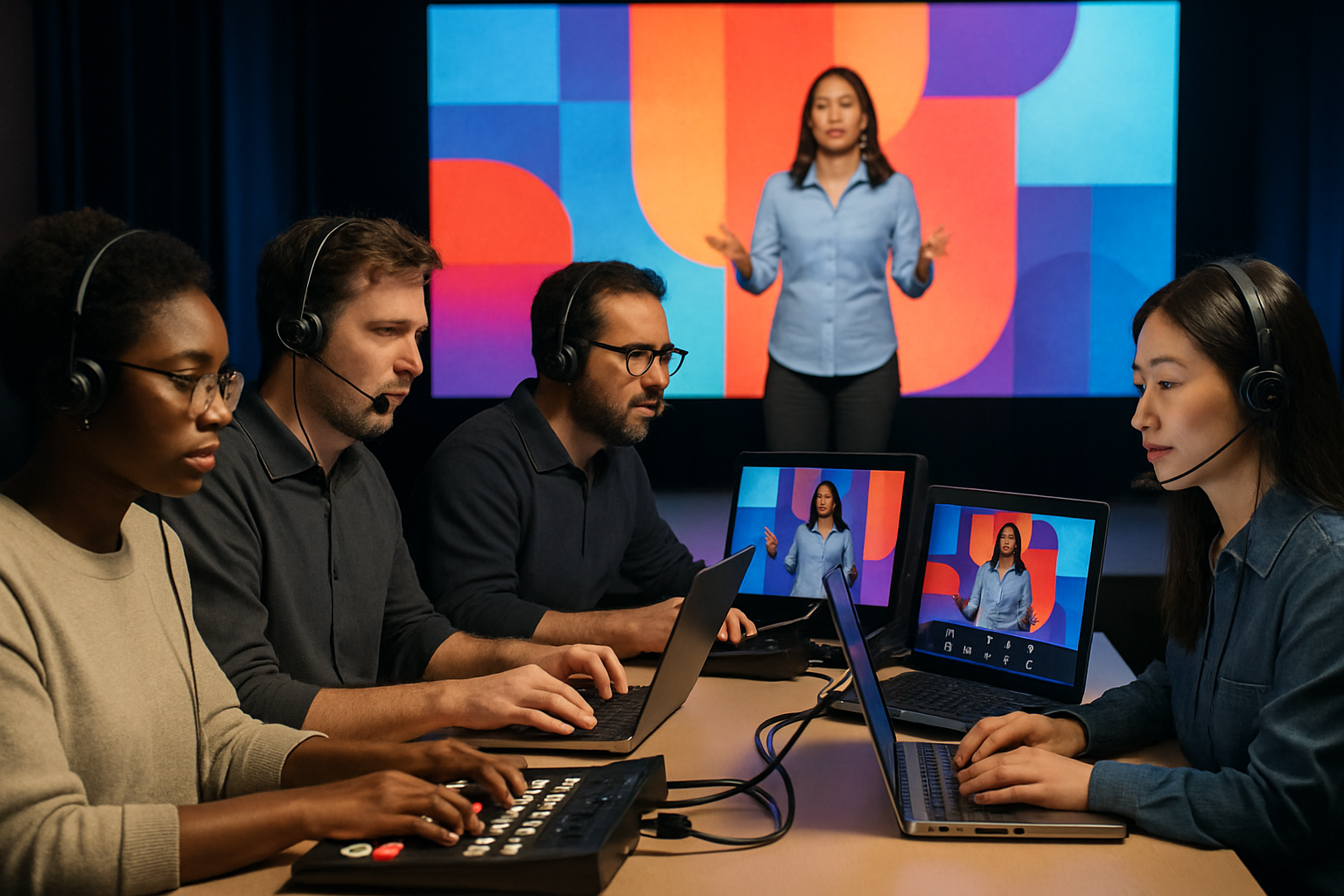 image depricting people doing live visual support