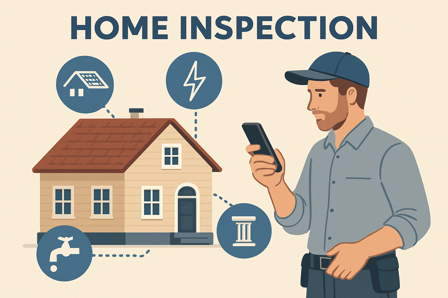 infographic showing a home inspector using cellphone to conduct home inspection-1