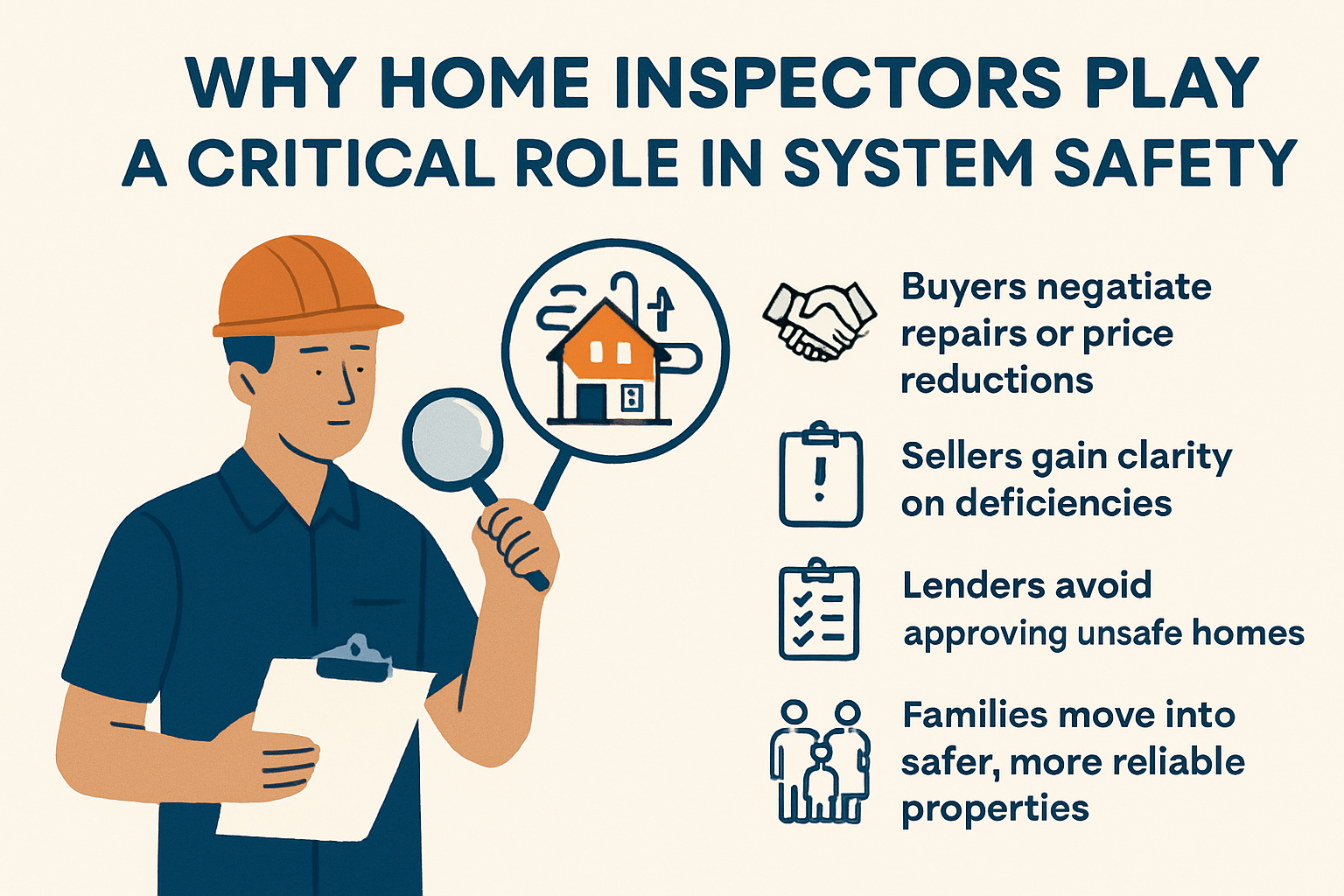 infographics that depicts this or represents this section Why Home Inspectors Play a Critical Role in System SafetyAs inspectors youre not just evalua