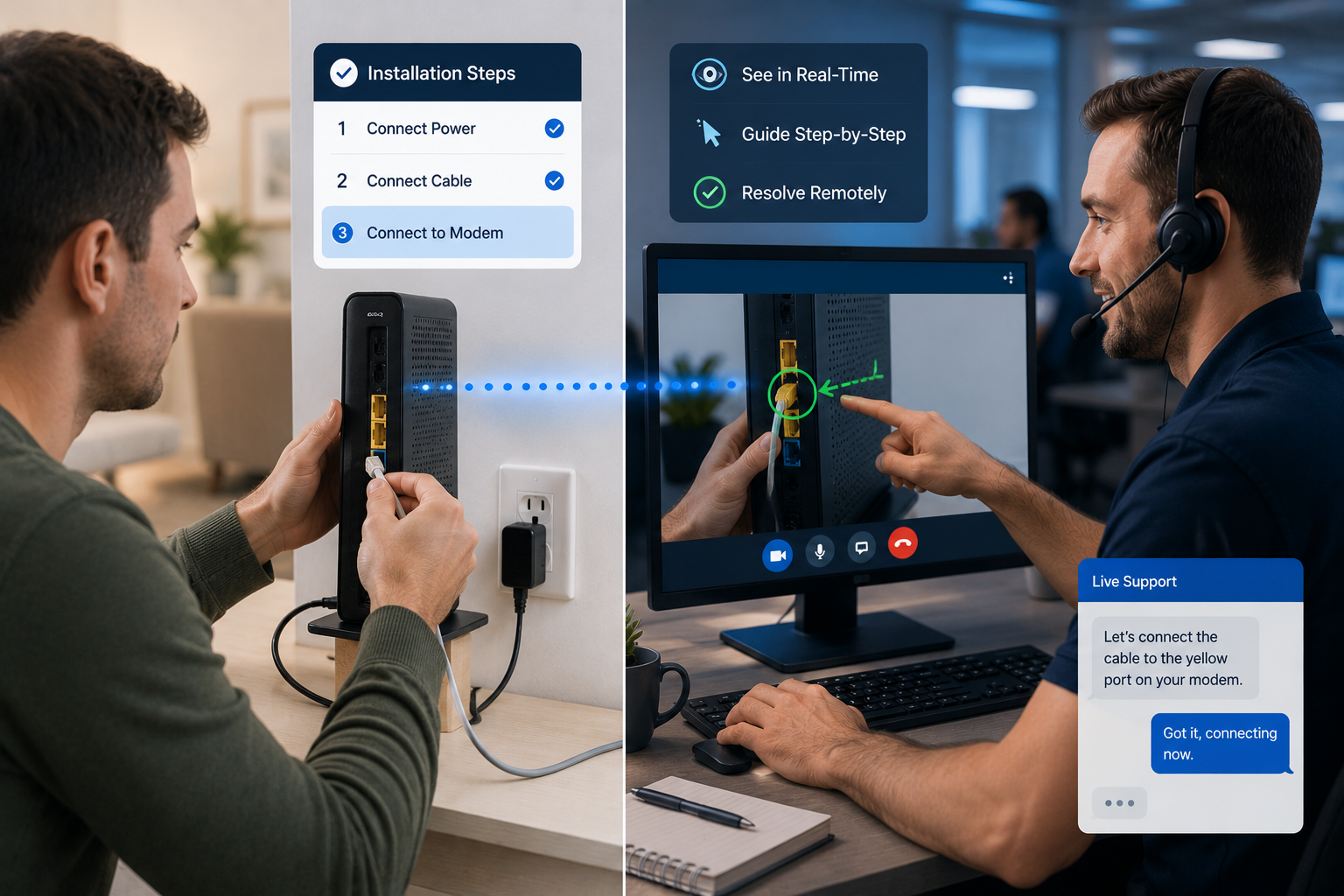 Remote Video Support for self installation