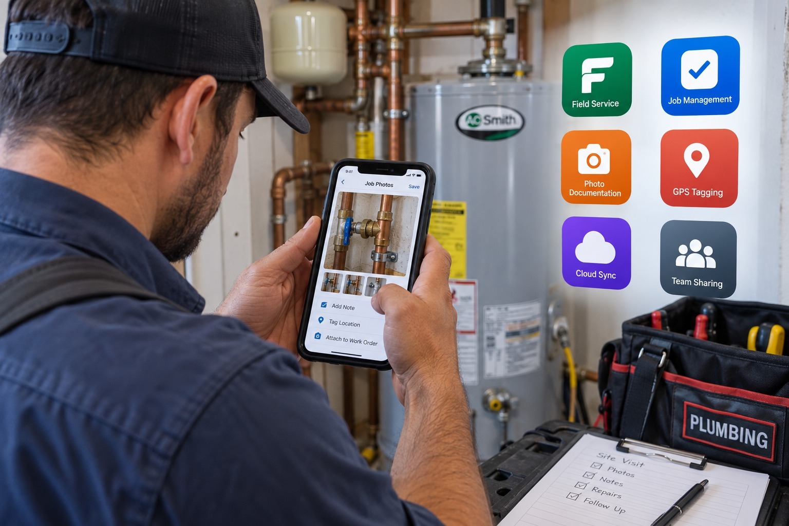 plumbing field service photo app