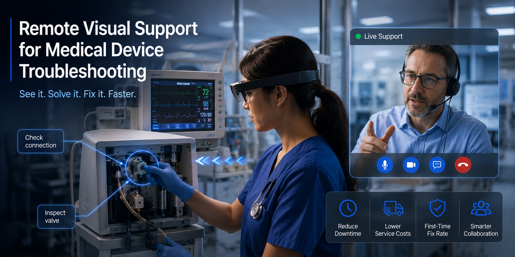 remote visual support for medical device