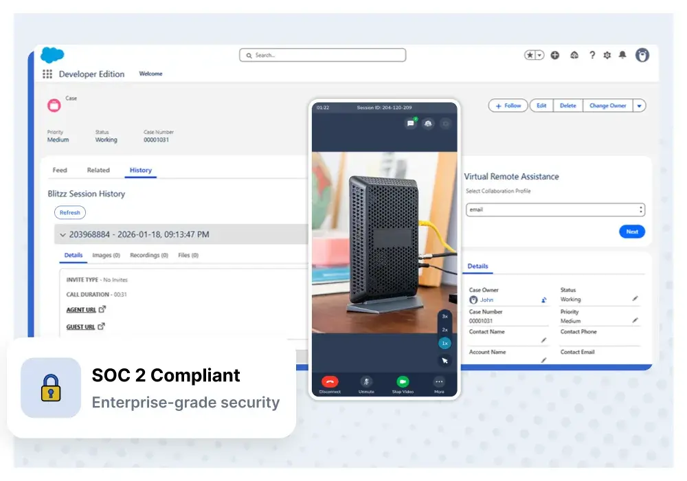 Blitzz video support integration with Salesforce Service Cloud