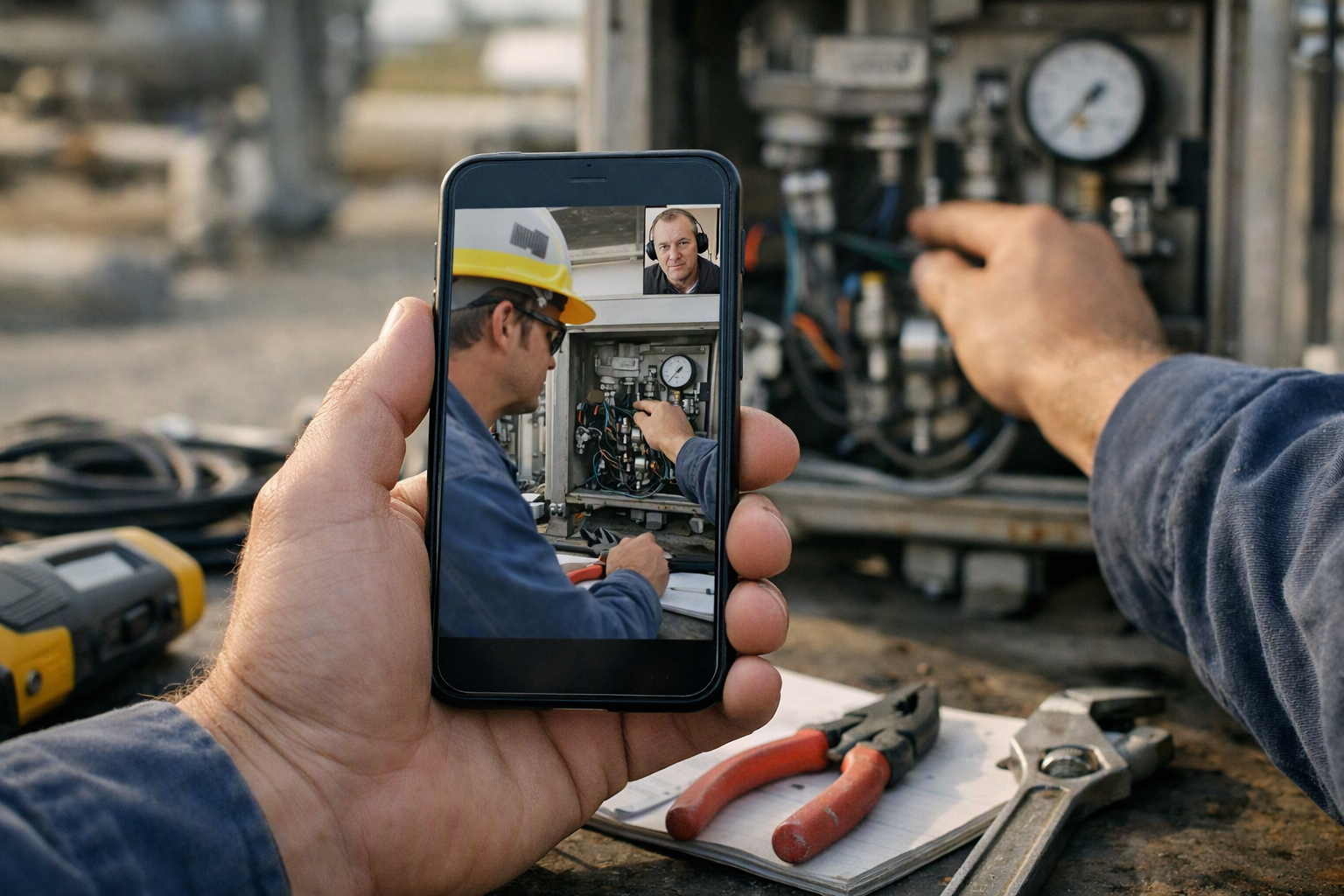 A device showing field inspection software features during an inspection